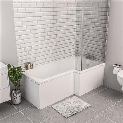 Shannon 1500 x 850 x 400mm Right Hand (RH) L-Shaped Beauforte Shower Bath - White